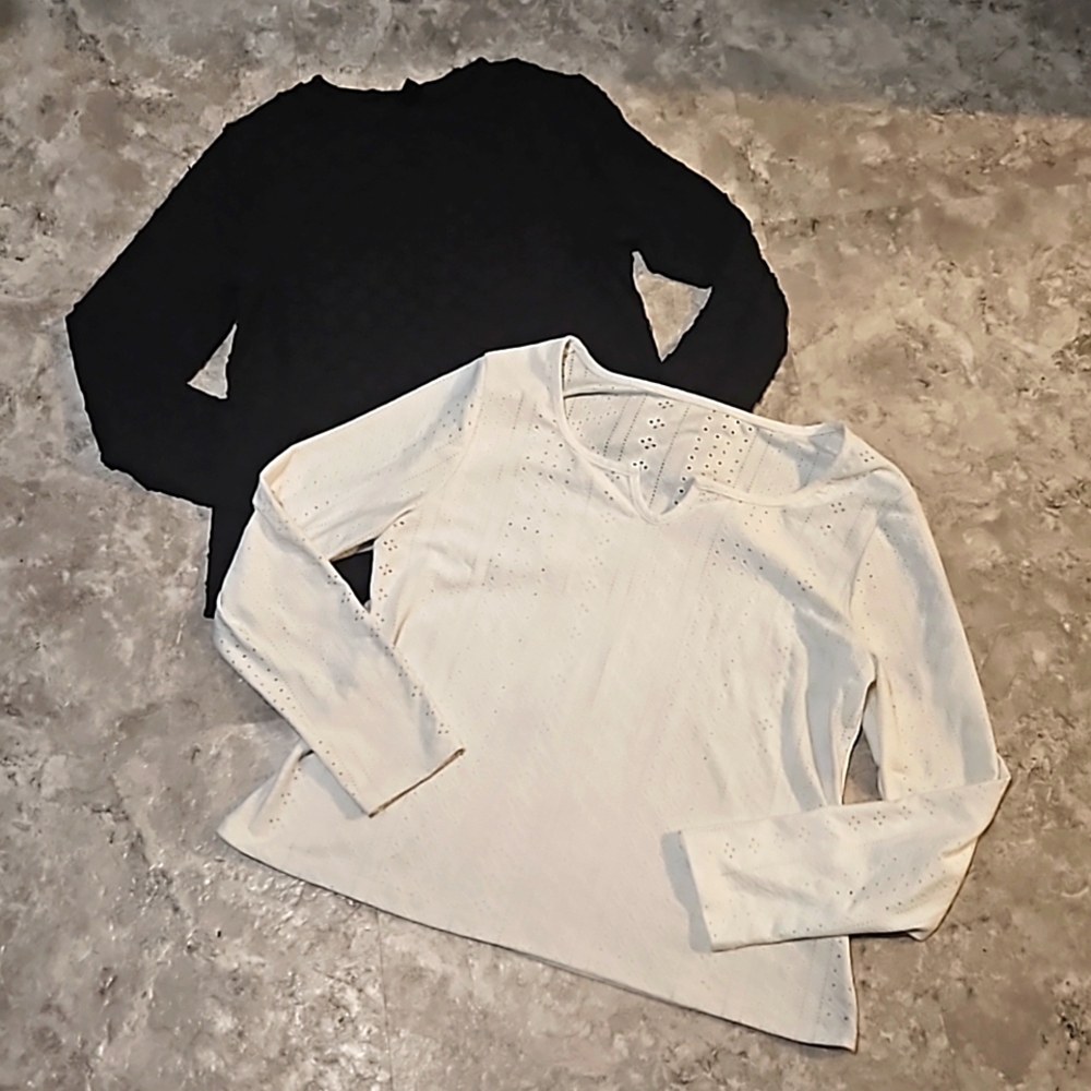 Two for One Black and White Long Sleeved Tops Bundle